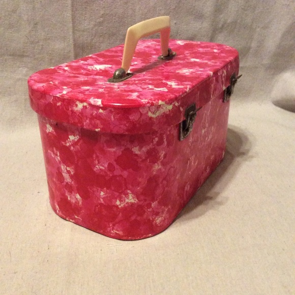 VTG MID CENTURY SPLATTER VINYL MAKE UP TRAIN CASE - Picture 3 of 7